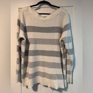 Market & Spruce Gray and Cream Striped Sweater